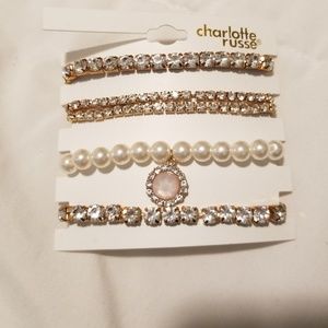 Charlotte Russe Diamond and Pearl Bracelets
